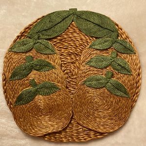 Vintage Woven Coaster/Hot Plate Set - 6 Coasters with 1 Hot Plate